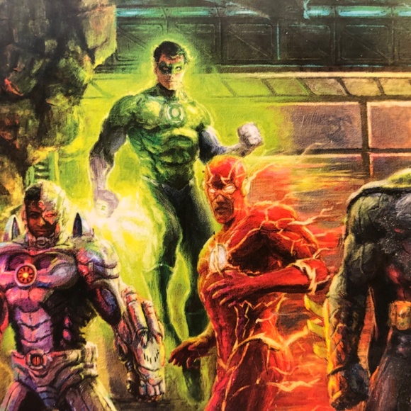 DC COMICS THOMAS KINKADE 1000 PCS PUZZLE THE JUSTICE LEAGUE Dog chew on corner! - Picture 2 of 8